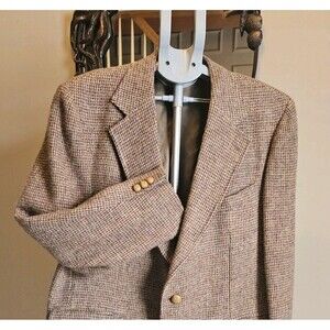 Vintage Stanley Blacker Harris Tweed Sport Coat Mens 46 Handwoven Wool Blazer